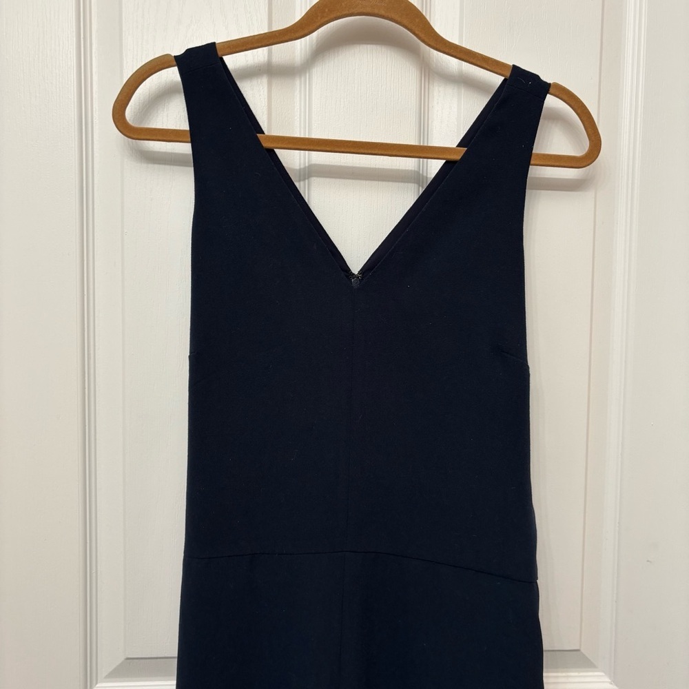 LOFT Deep Blue V-Neck Sleeveless Wide-Leg Jumpsuit - Picture 3 of 11
